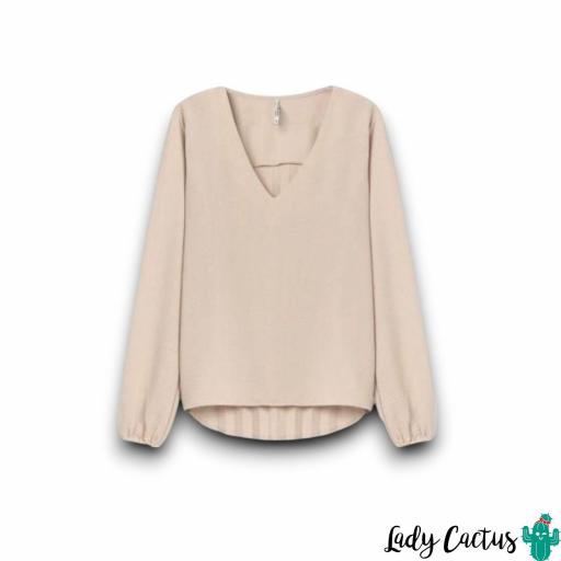 Blusa Beige con Escote en Pico de Tiffosi [2]