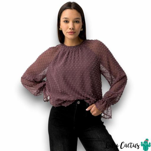 Blusa Laurinda de Tiffosi en plumeti hierro [3]