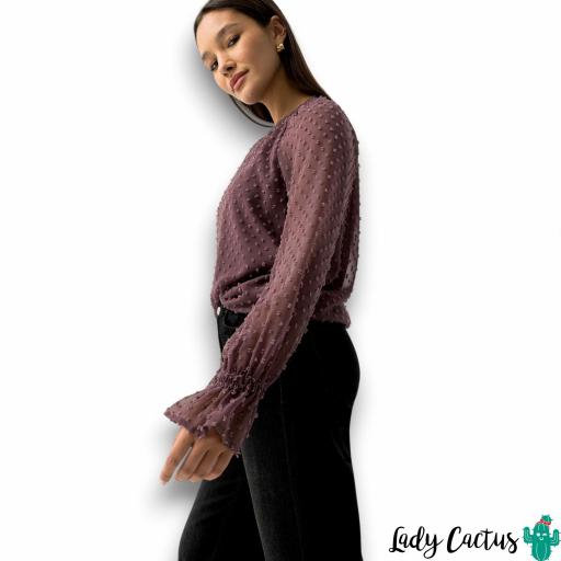 Blusa Laurinda de Tiffosi en plumeti hierro [4]