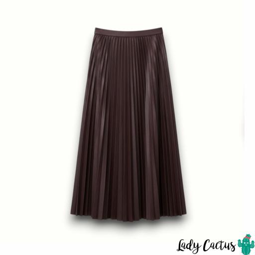 Falda Kyoto de Tiffosi – Midi plisada efecto piel Violeta Higo [4]