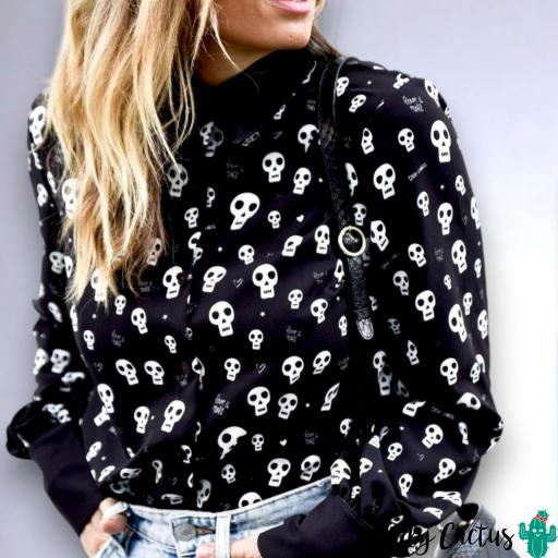 camisa-calaveras-negra-aire-retro-vista-frontal