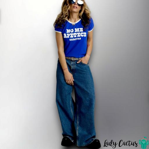 Cami Chica "No Me Apetece" Azul de Aire Retro [1]