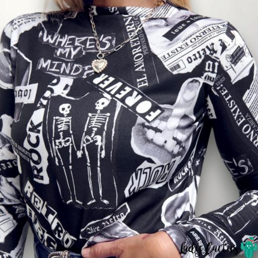 Camiseta Collage Negra Aire Retro [1]