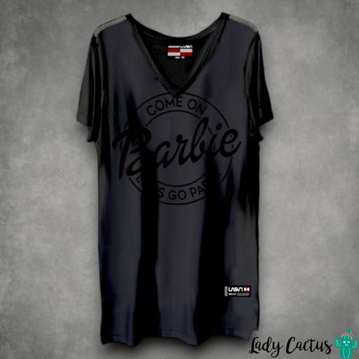 Camiseta de mujer Lasal larga BARBIE negro | Lady Cactus | Edición limitada