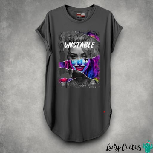 Camiseta de mujer Lasal larga RESET negro desgastado | Lady Cactus | Edición limitada