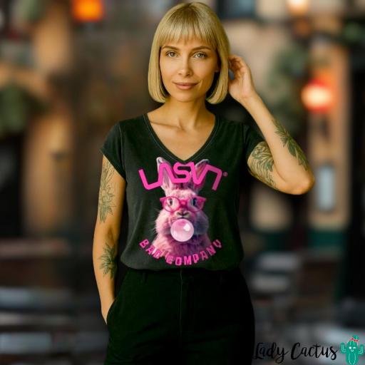 Camiseta Rabbit Negro Desgastado de LASAL