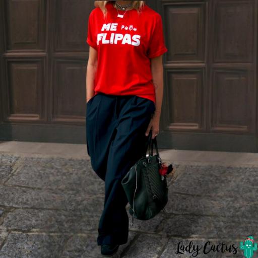 Camiseta Unisex "Me Flipas" Roja de Aire Retro