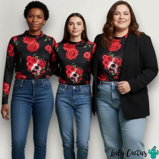 Camiseta Rosas y Calaveras Negra Aire Retro [3]