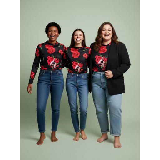 Camiseta Rosas y Calaveras de Aire Retro [3]