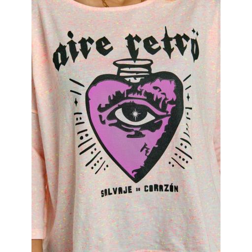 Camiseta " Salvaje de corazón" rosa de Aire Retro [4]