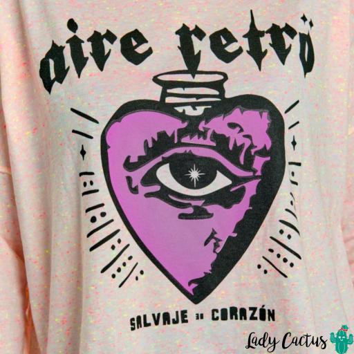 Camiseta Salvaje de Corazón Rosa Aire Retro [3]