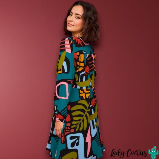 Vestido Corto Eucalipto Multicolor de Smile [2]