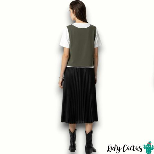 Falda Kyoto de Tiffosi – Midi plisada efecto piel negra [2]