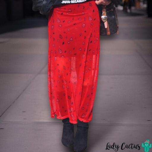 Falda Tul Sara Roja Aire Retro [5]