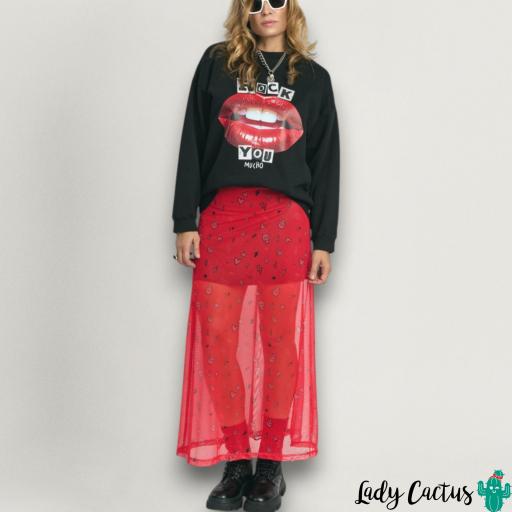 Falda Tul Sara Roja Aire Retro
