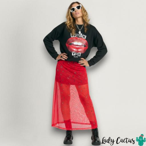 Falda Tul Sara Roja Aire Retro [1]