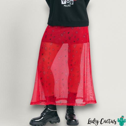 Falda Tul Sara Roja Aire Retro [2]
