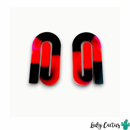Pendientes Clips Rojo y Negro de Lady Cactus [2]