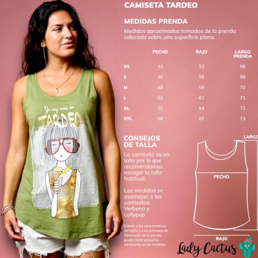 Camiseta de Tirantes "Yo soy más de tardeo" Verde Oliva de Anabel Lee [5]