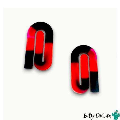 Pendientes Clips Rojo y Negro de Lady Cactus [3]