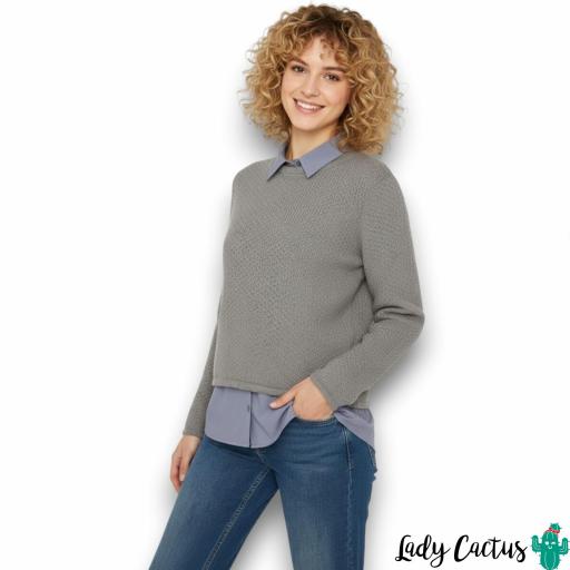 Jersey Maxi con sobrecamisa gris y azul – Tiffosi [1]