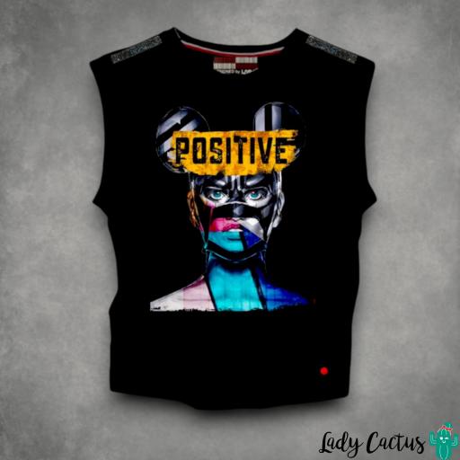 Camiseta de mujer Lasal POSITIVE negro | Lady Cactus | Edición limitada