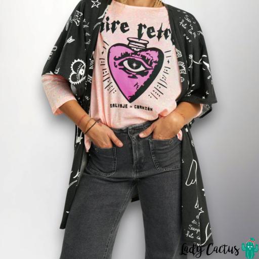 Camiseta Salvaje de Corazón Rosa Aire Retro [4]