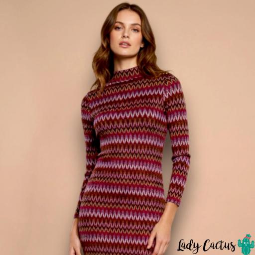 Vestido Roma de Minueto granate con estampado zigzag [4]