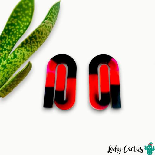 Pendientes Clips Rojo y Negro de Lady Cactus [0]