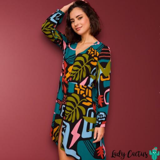 Vestido Corto Eucalipto Multicolor de Smile [1]