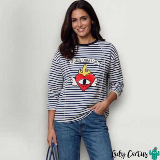 Sudadera Ponle Corazón Azul Blanca Aire Retro [5]