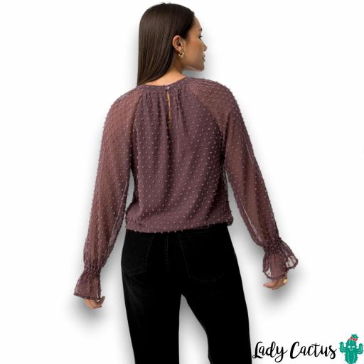Blusa Laurinda de Tiffosi en plumeti hierro [2]