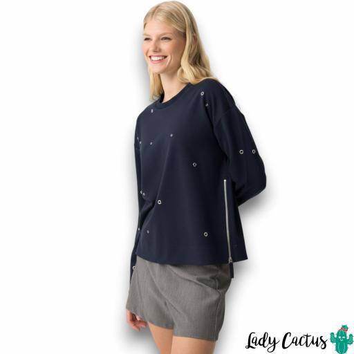 Sudadera East de Tiffosi azul oscuro con cremalleras laterales [5]