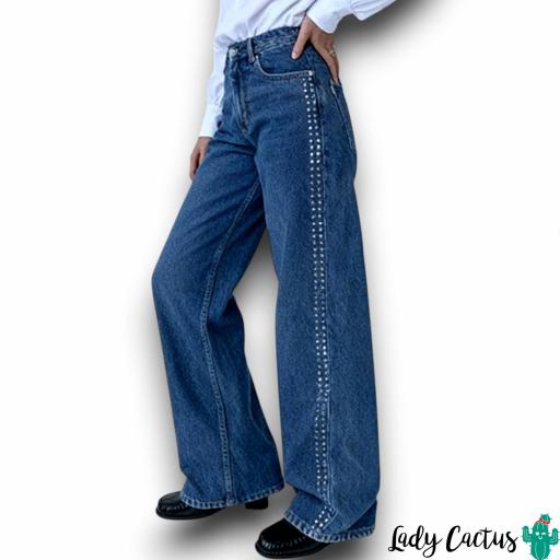 Pantalón Bonnye Azul Medio con Tachas Tiffosi