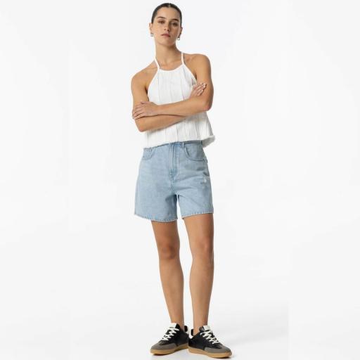 Pantalón Corto Denim Mom Fit de Tiro Alto - Tiffosi [0]