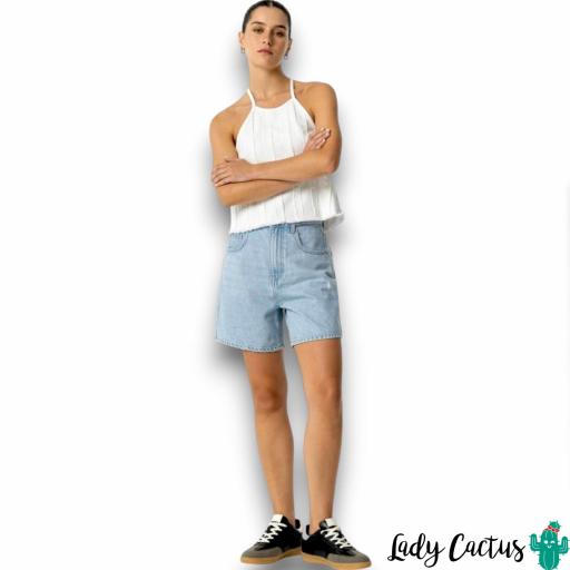 Pantalón Corto Denim Mom Fit de Tiro Alto - Tiffosi