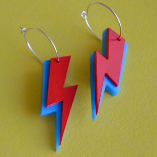 Pendientes Artesanales Rayo Bowie Azul y Rojo Lady Cactus [3]