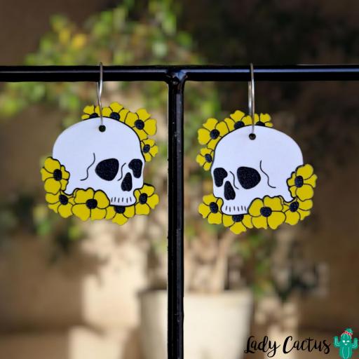 pendientes-calaveras-flores-amarillas