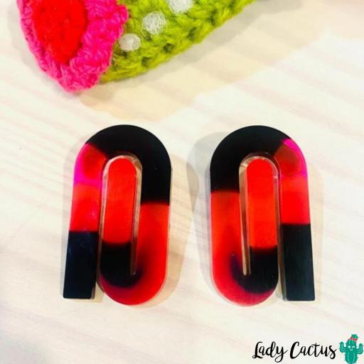 Pendientes Clips Rojo y Negro de Lady Cactus [1]