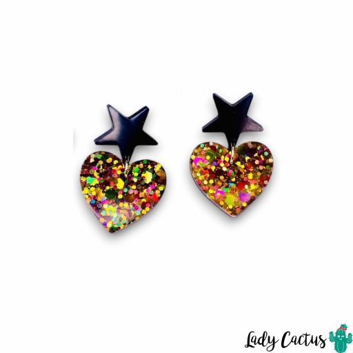 Pendientes Corazón Brillo Multicolor Lady Cactus [5]