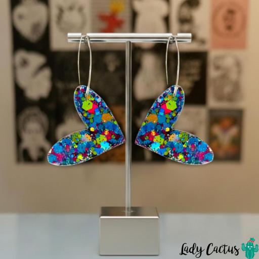 Pendientes Corazón brilli  azul Lady Cactus