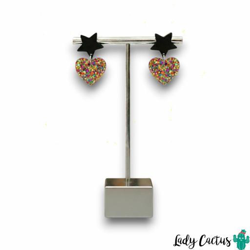 Pendientes Corazón Brillo Multicolor Lady Cactus [4]