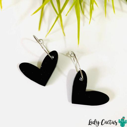 Pendientes Corazón Negro Lady Cactus [1]