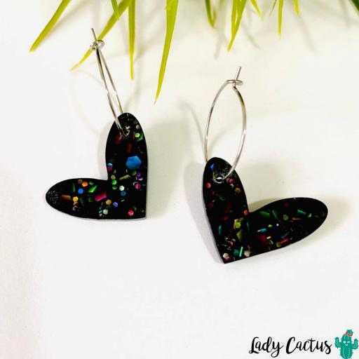 Pendientes Corazón Negro Multicolor Lady Cactus [1]