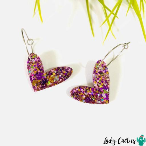 Pendientes Corazón Rosa Brilli Lady Cactus