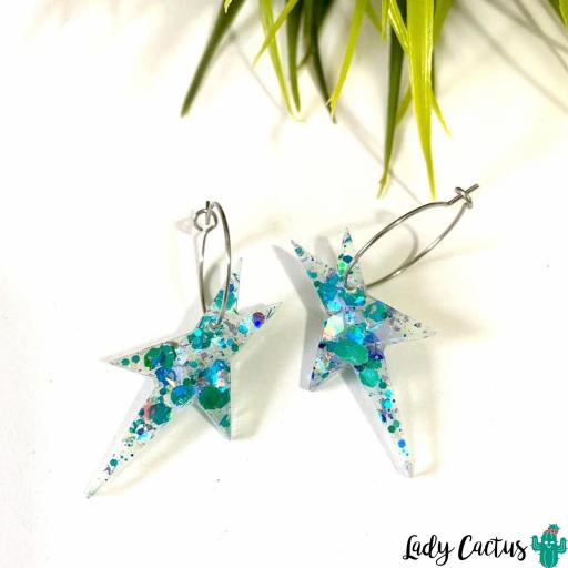 Pendientes Estrella brilli y azul de Lady Cactus