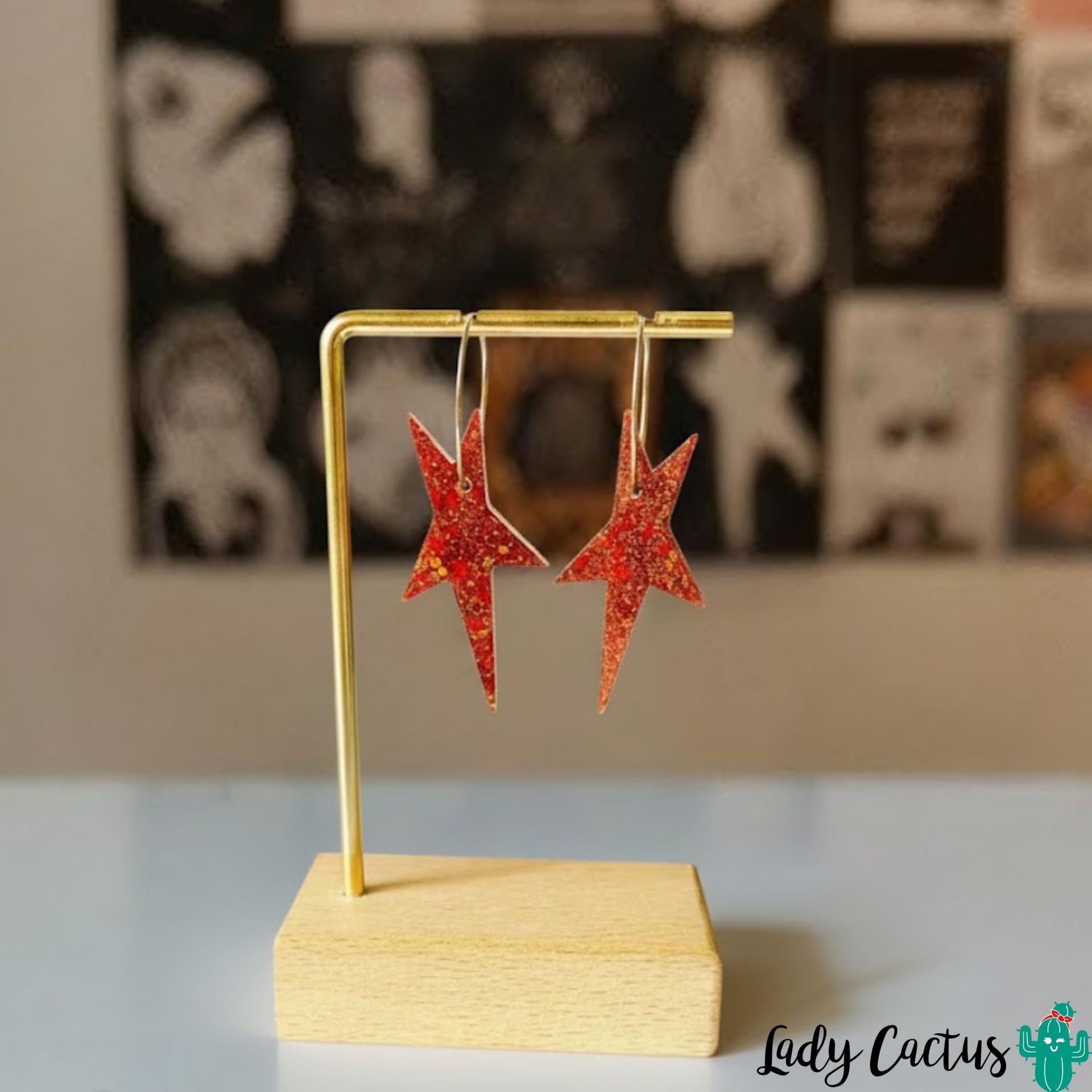 Pendientes Estrella Brillo Naranja Lady Cactus