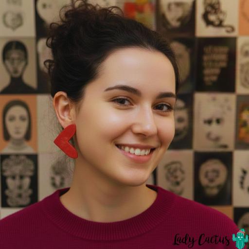 Pendientes Maxi Corazones Rojos Lady Cactus [1]