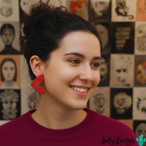 Pendientes Maxi Corazones Rojos Lady Cactus [2]