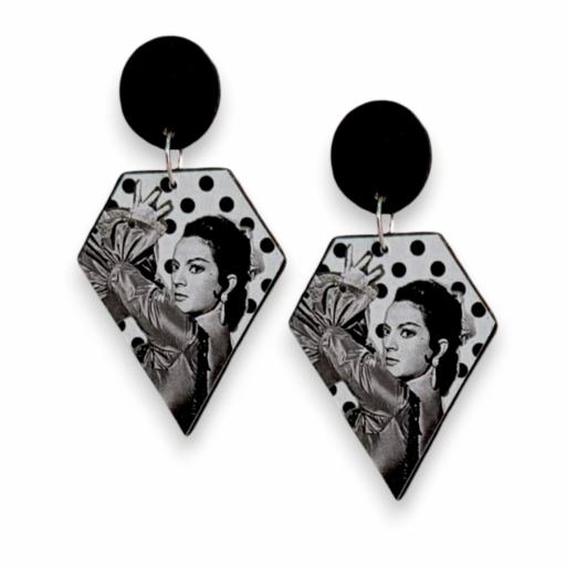 Pendientes Lola Flores Lunares Negros - Soy Colorearte